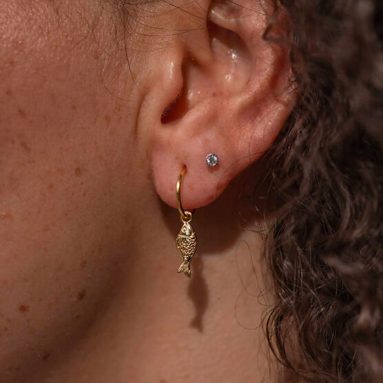 Lucky Fish gold hoop earrings