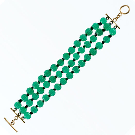 Glass bead bracelet - emerald