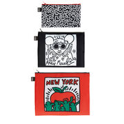 Keith Haring set of three zip pouches