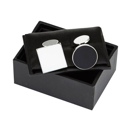 Circle and square boxed cufflinks