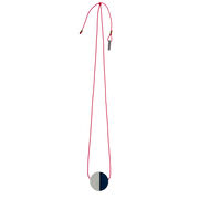 Concrete and navy disc necklace