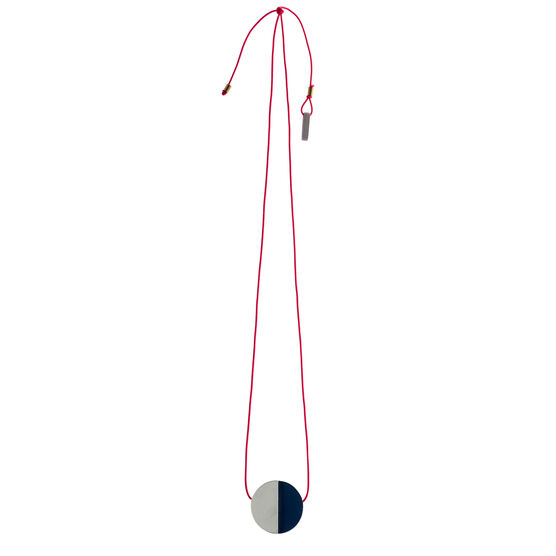 Concrete and navy disc necklace