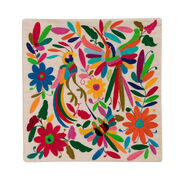 Mexican Otomi embroidered cushion cover (hummingbirds and parrot)