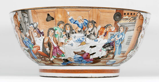 Unknown: Chinese export bowl, featuring Hogarth design