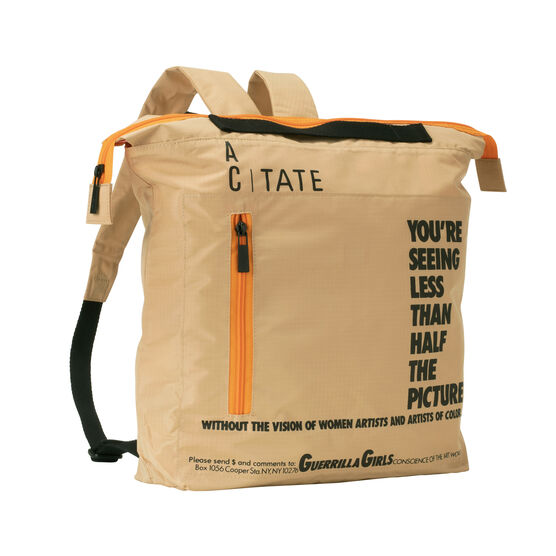 Ally Capellino Guerrilla Girls tan rucksack | Bags | Tate Shop | Tate