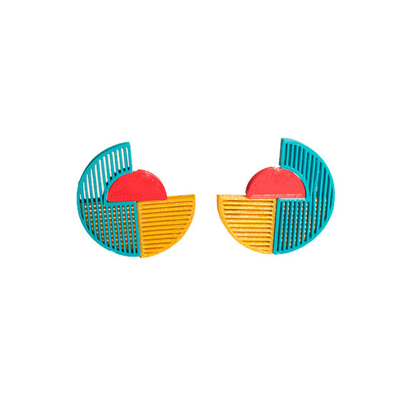Turquoise semi circle Sunset earrings