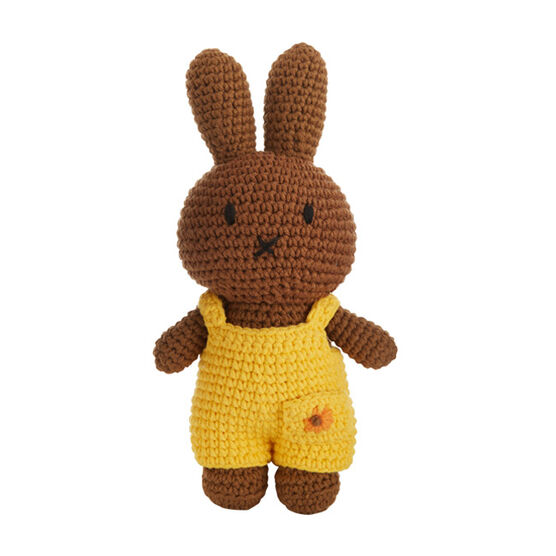 Nina crochet toy with yellow dungarees