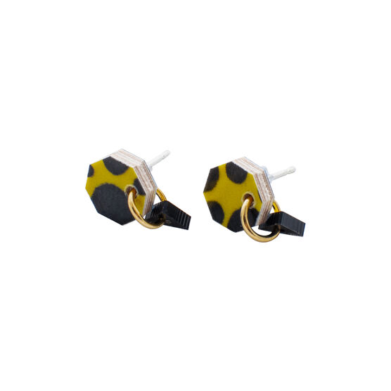 Poptagon yellow and black earrings