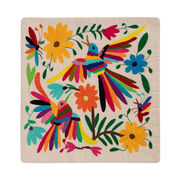 Mexican Otomi embroidered cushion cover (birds and yellow-flowers)