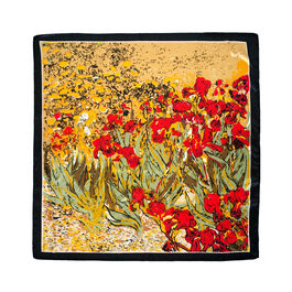 Black floral silk blend scarf