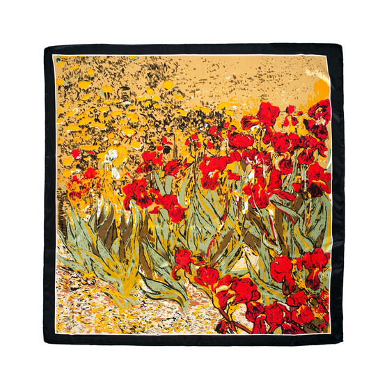 Black floral silk blend scarf