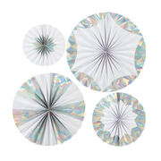 Giant iridescent paper pinwheel decorations