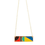 Tom Pigeon rectangle enamel necklace