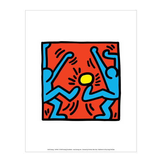 Keith Haring: Untitled (Blue Footballers, Yellow Ball) mini print