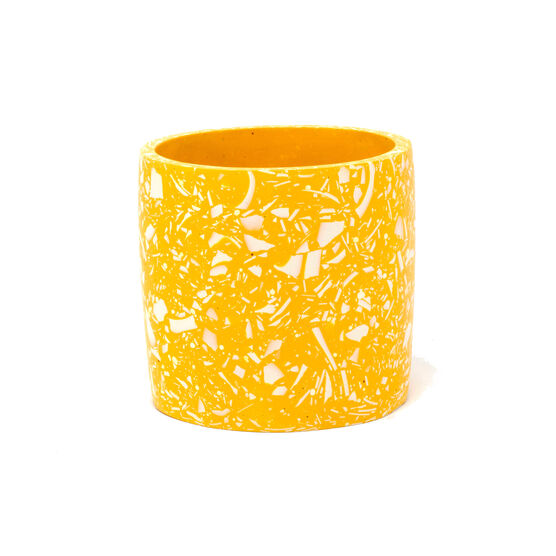 Yellow terrazzo plant pot