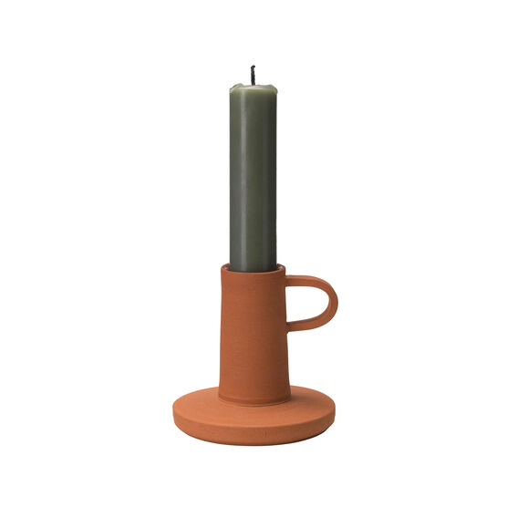 Terracotta candle holder with handle
