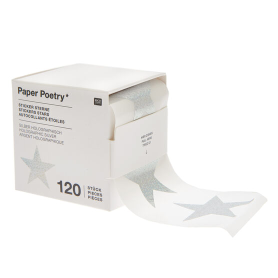 Silver star sticker roll