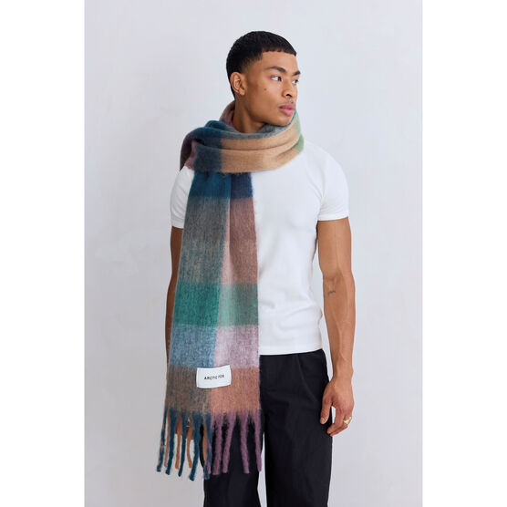 Dusky Lilac checked wide scarf