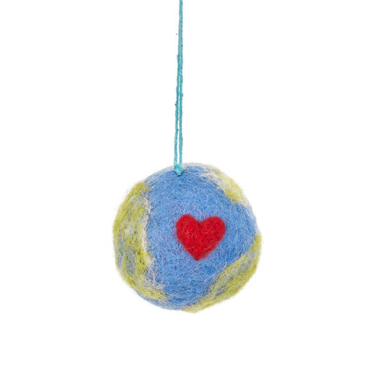 Handmade felt Love Your Planet hanging decoration