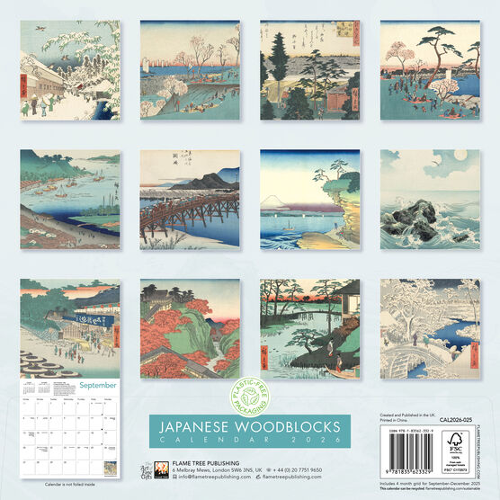 Japanese Woodblocks 2026 wall calendar