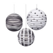 Silver paper globe decorations