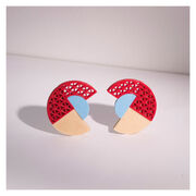 Red Swoon semi circle earrings