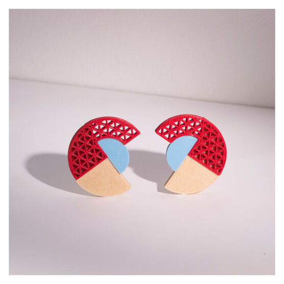 Red Swoon semi circle earrings