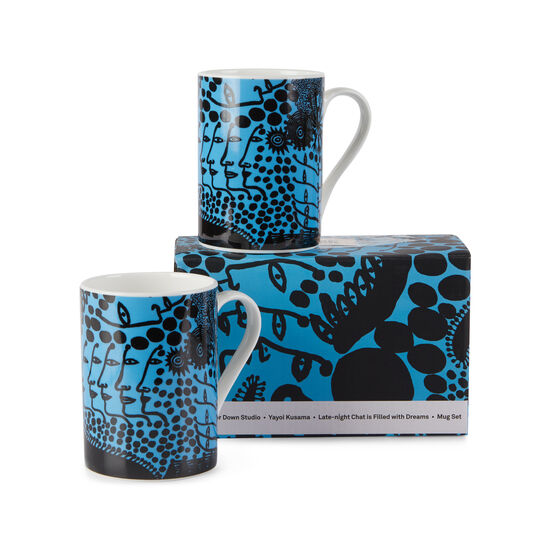 Yayoi Kusama Late Night Chat is Filled with Dreams mug set