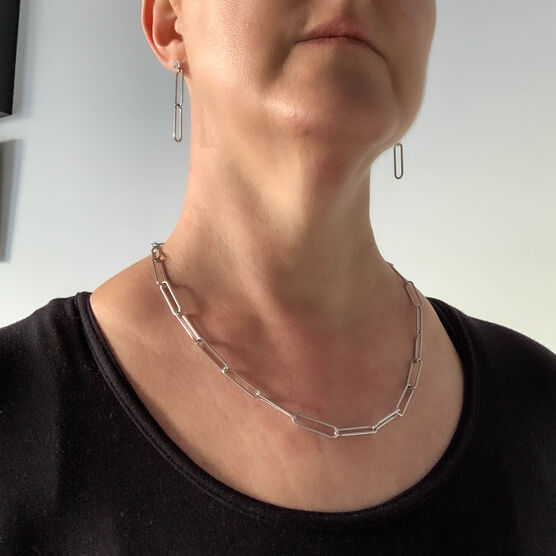 Paperclip silver necklace
