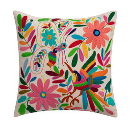 Mexican Otomi embroidered cushion cover (butterfly and bird)