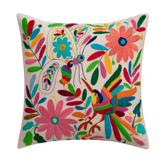 Mexican Otomi embroidered cushion cover (butterfly and bird)