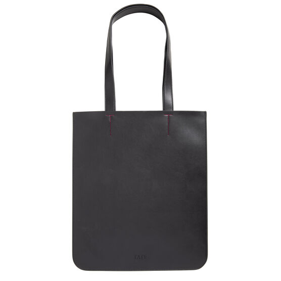 Recycled leather and pink Tate banner tote bag