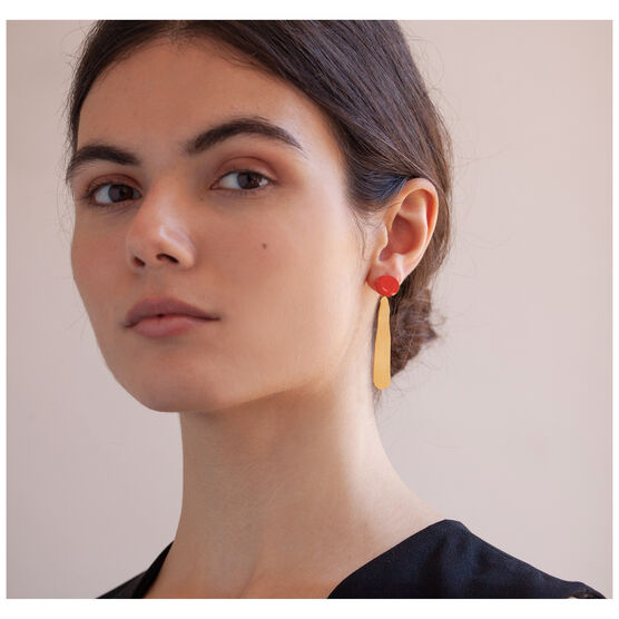 Joan Miró red and gold drop earrings