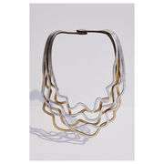 Curves gold and silver leather necklace