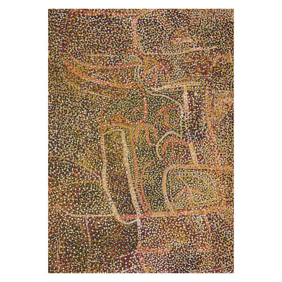 Emily Kam Kngwarray Alhalker - Old Man Emu with Babies shelf print