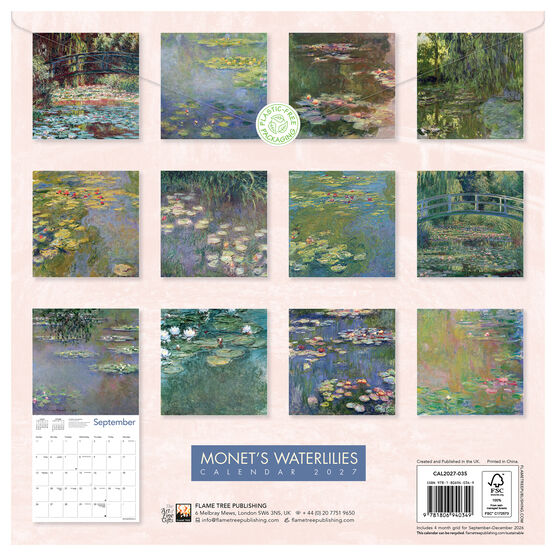 Monet's Waterlillies Calendar 2027