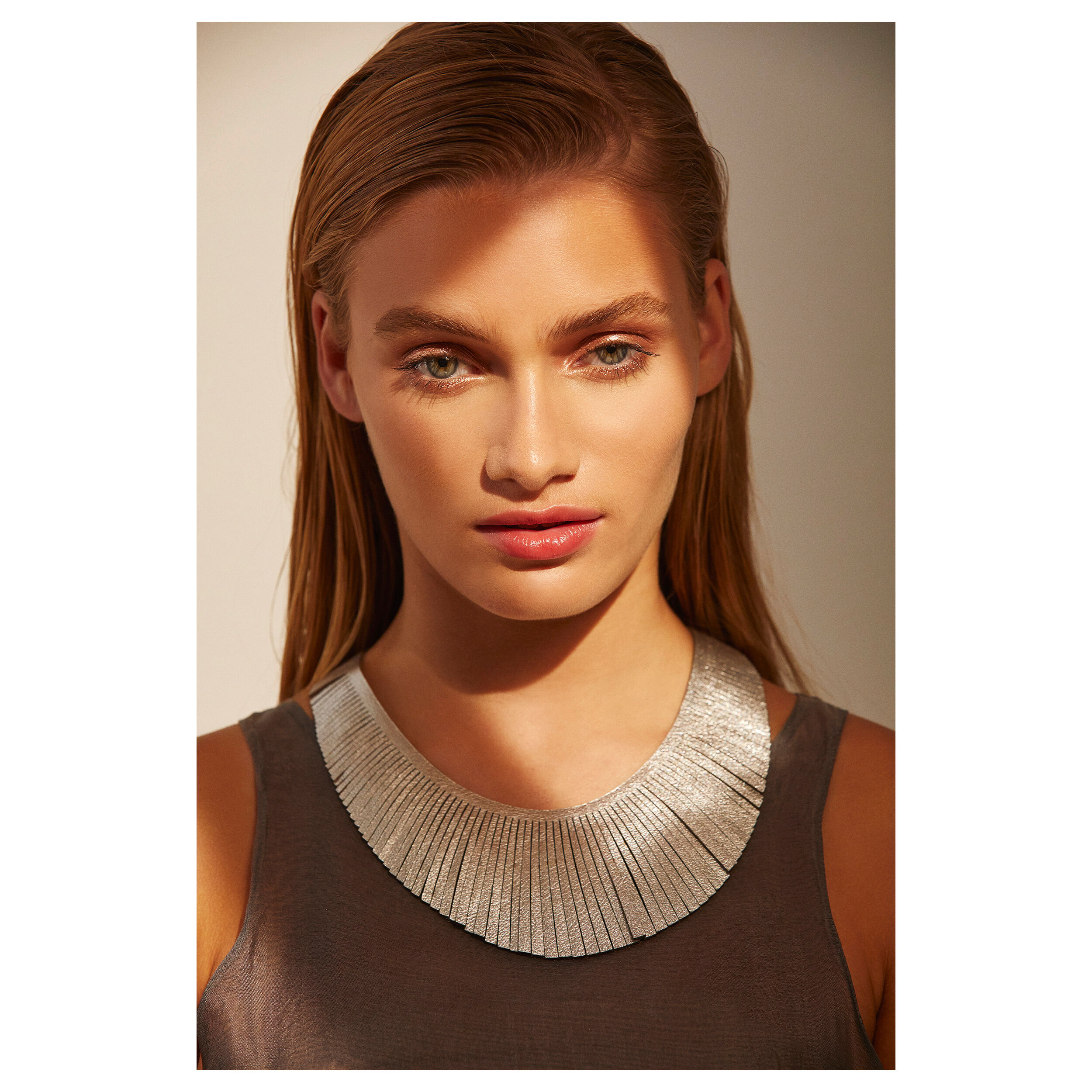 Silver leather hot sale necklace