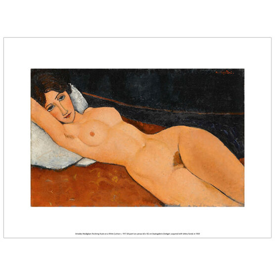 Modigliani Reclining Nude on White Cushion (exhibition print)