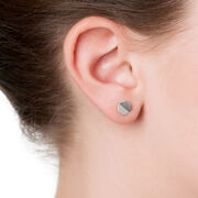 Silver fold circle stud earrings