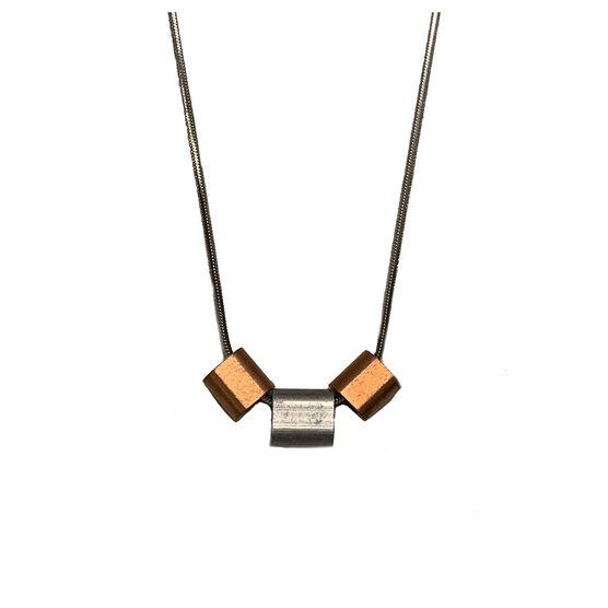 Steel and copper Ferrule necklace
