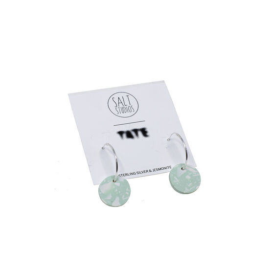 Mint and white terrazzo circle hoop earrings