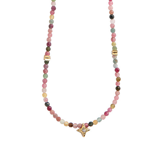 Pink stone star necklace