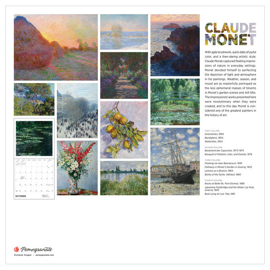Claude Monet 2026 wall calendar