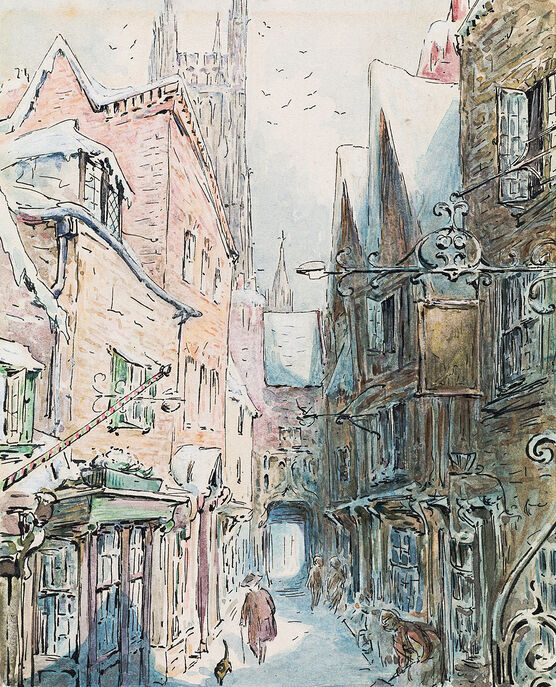 Helen Beatrix Potter: The Tailor and Simpkin Set Out for the Shop