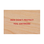 Jenny Holzer Men don't protect you woodend postcard