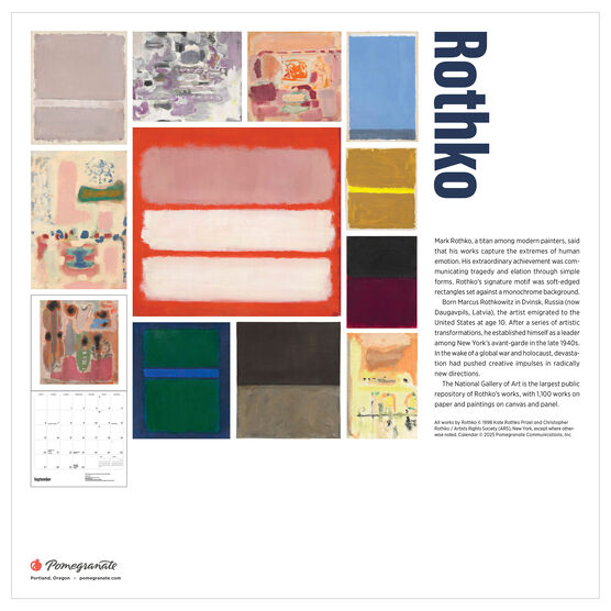 Mark Rothko 2026 wall calendar