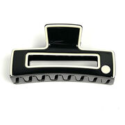 Black & white large rectangle hair claw