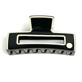 Black & white large rectangle hair claw
