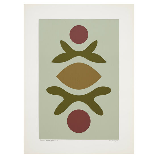 Paule Vézelay, Contrasted Forms on Green, 1976 limited edition