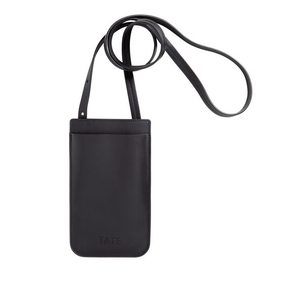 Recycled leather crossbody phone holder